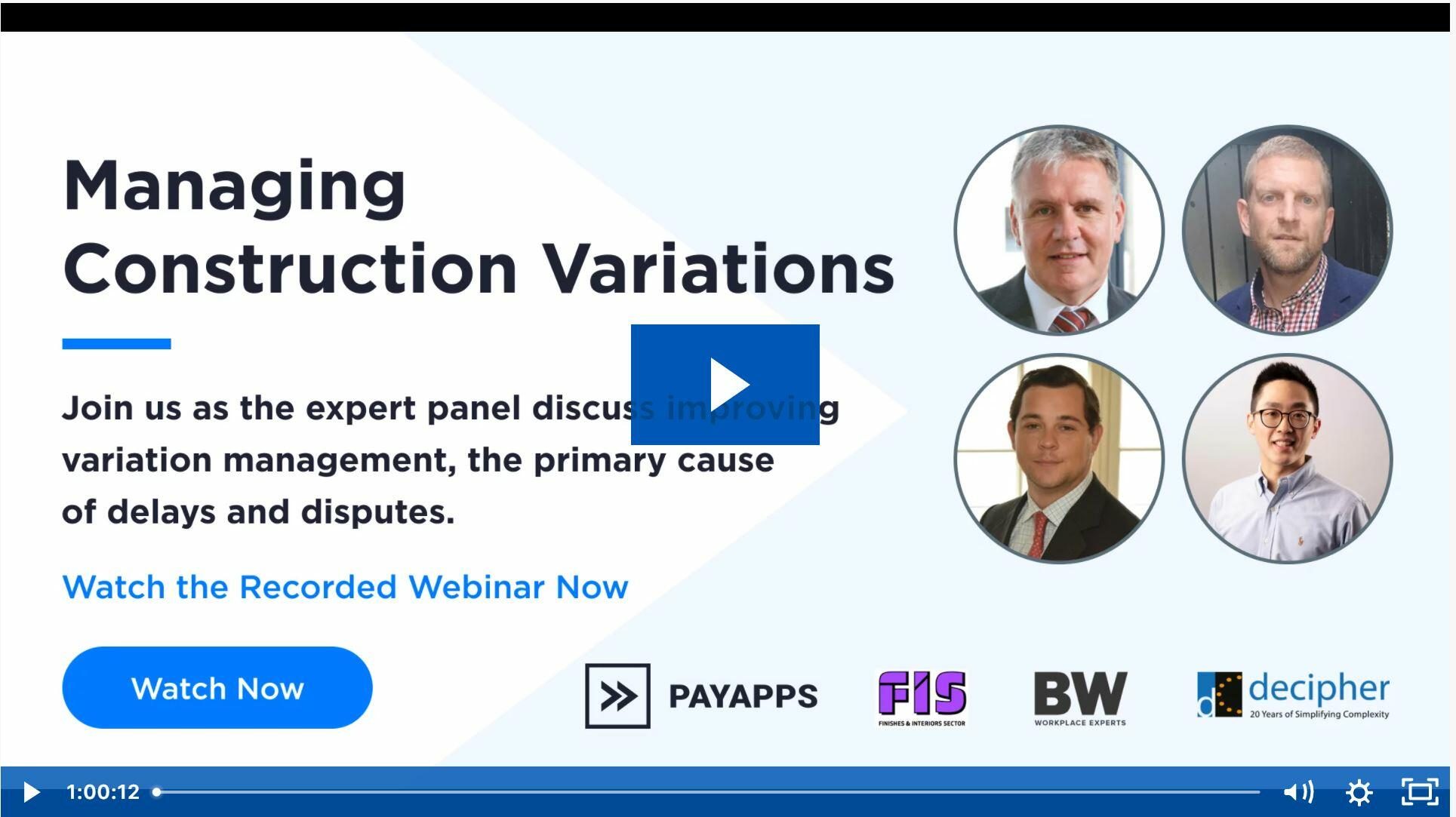 Payapps Managing Construction Variations webinar